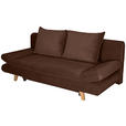 SCHLAFSOFA mit Schlafen auf Sitzhöhe, haustierfreundlicher Bezug Cord Dunkelbraun - Dunkelbraun/Buchefarben, KONVENTIONELL, Holz/Textil (200/75/85cm) - Carryhome