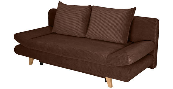 SCHLAFSOFA mit Schlafen auf Sitzhöhe, haustierfreundlicher Bezug Cord Dunkelbraun - Dunkelbraun/Buchefarben, KONVENTIONELL, Holz/Textil (200/75/85cm) - Carryhome