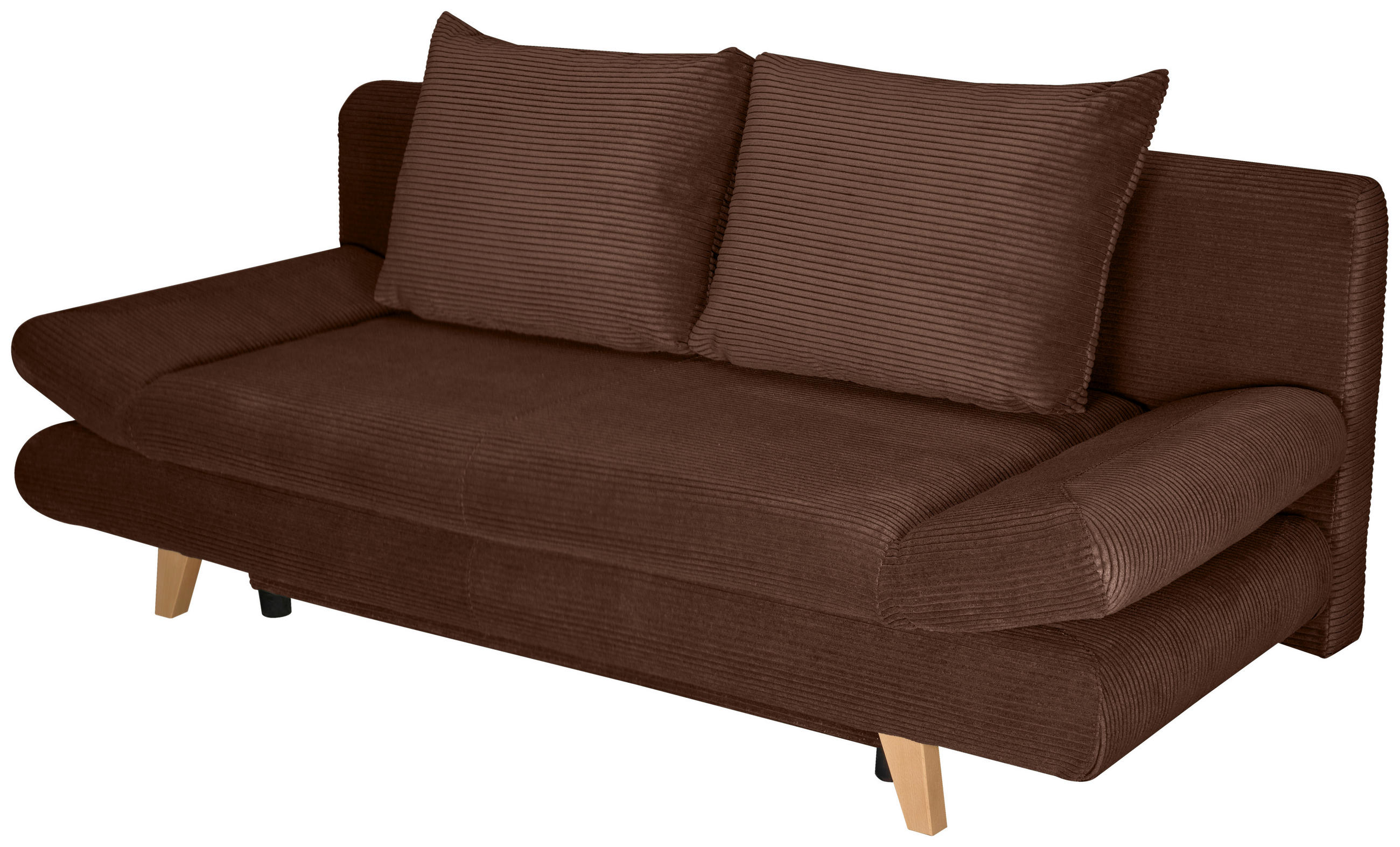 SCHLAFSOFA Cord Dunkelbraun  - Dunkelbraun/Buchefarben, KONVENTIONELL, Holz/Textil (200/75/85cm) - Carryhome