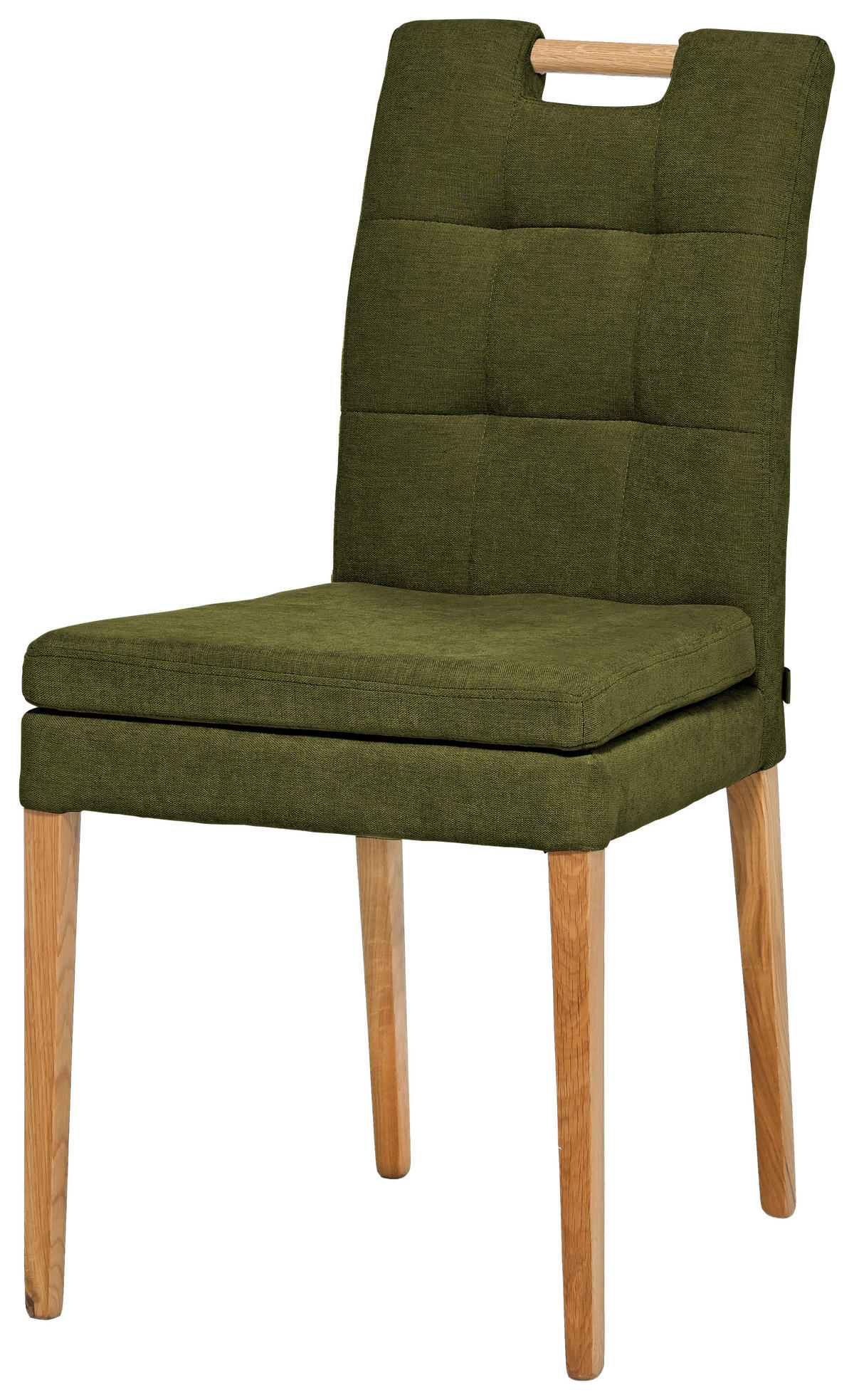 STUHL Webstoff Grün, Eichefarben Eiche massiv  - Eichefarben/Grün, KONVENTIONELL, Holz/Textil (47/91,5/59cm) - Celina Home