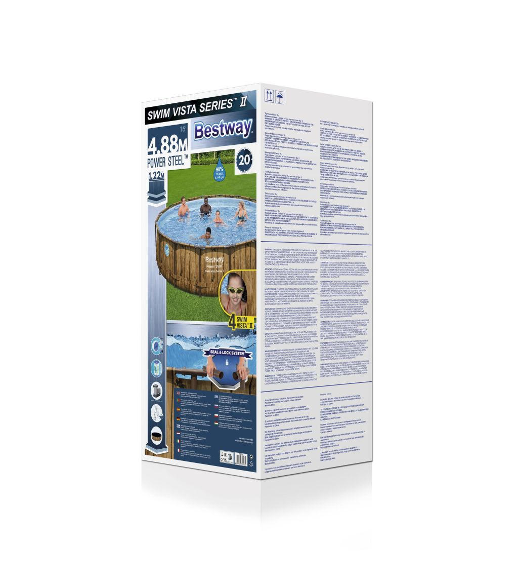 POOLSET 56725GS 488/122 cm  - Blau/Braun, KONVENTIONELL, Kunststoff/Metall (488/122cm) - Bestway