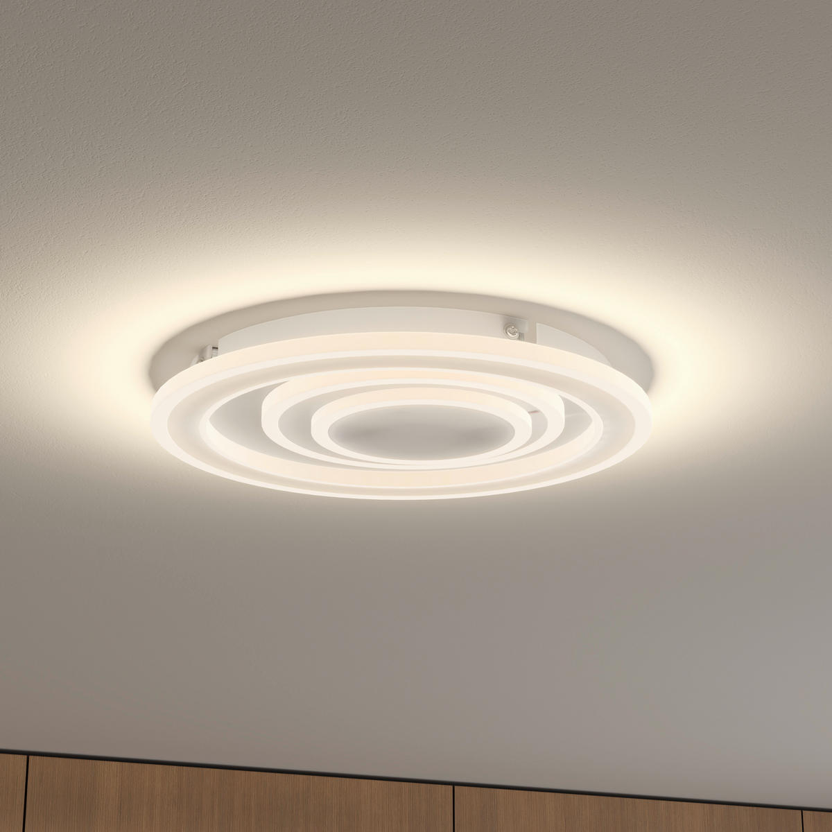 LED PLAFONJERA Leeds  - bela, Osnovno, metal/plastika (38/6,5cm) - Novel