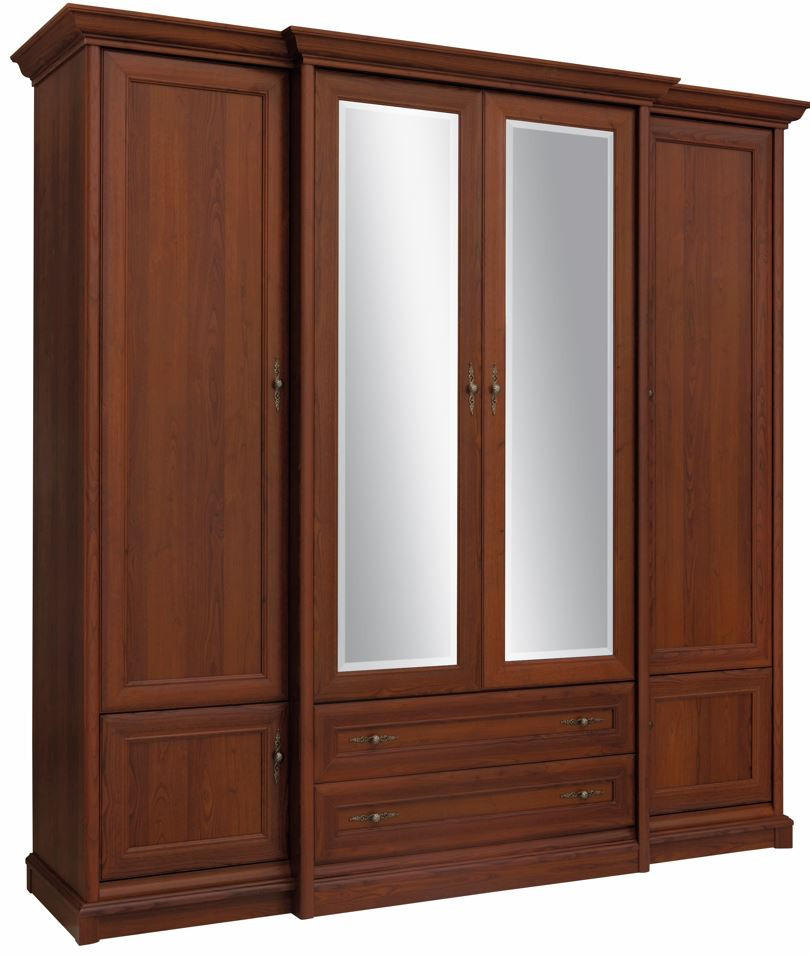 DULAP CU UȘI ROTATIVE castaniu  - castaniu/alămiu, Natur, sticlă/metal (227/225/53-65,5cm) - Cantus