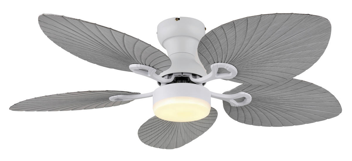 DECKENVENTILATOR - Opal/Weiß, KONVENTIONELL, Kunststoff/Metall (107/28,5cm) - Globo
