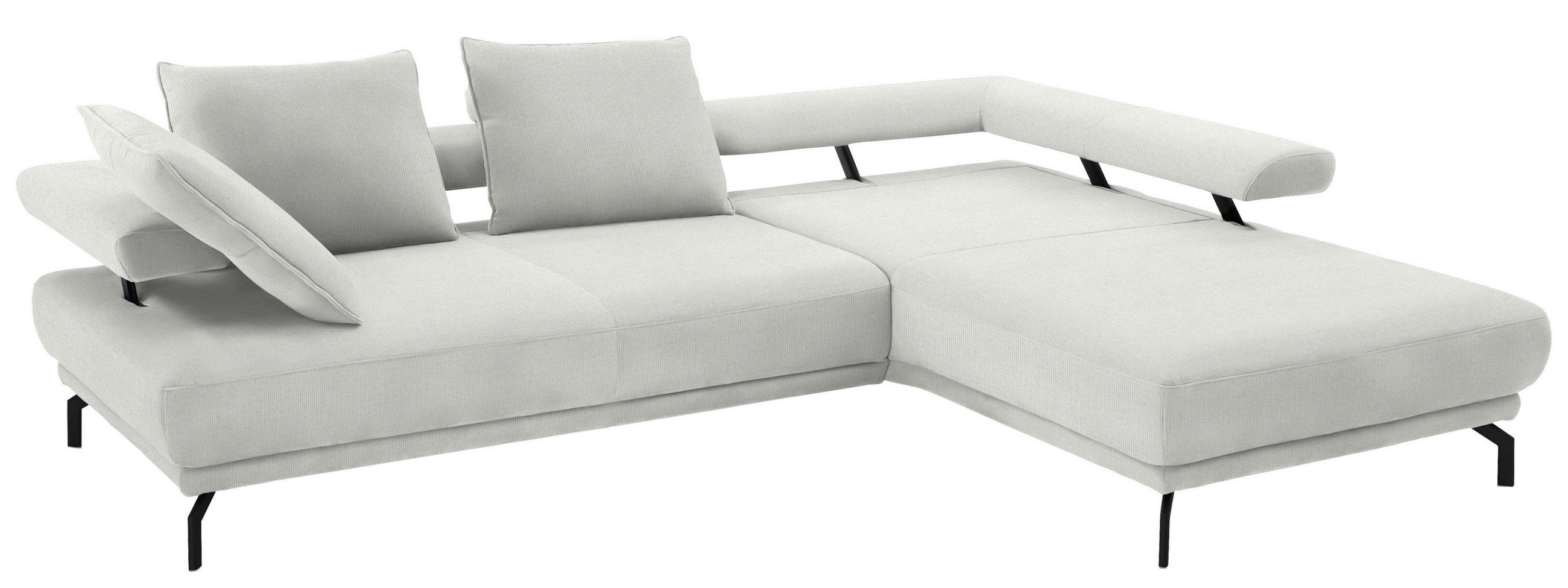 ECKSOFA in Chenille Ecru  - Ecru/Schwarz, Design, Textil/Metall (305/224cm) - Dieter Knoll