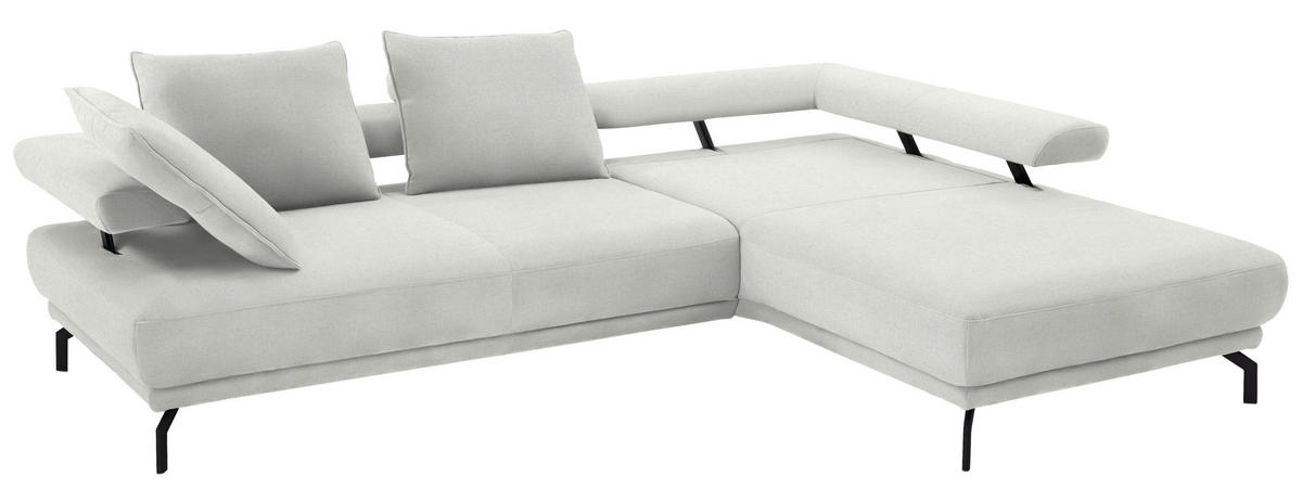 ECKSOFA in Chenille Ecru  - Ecru/Schwarz, Design, Textil/Metall (305/224cm) - Dieter Knoll