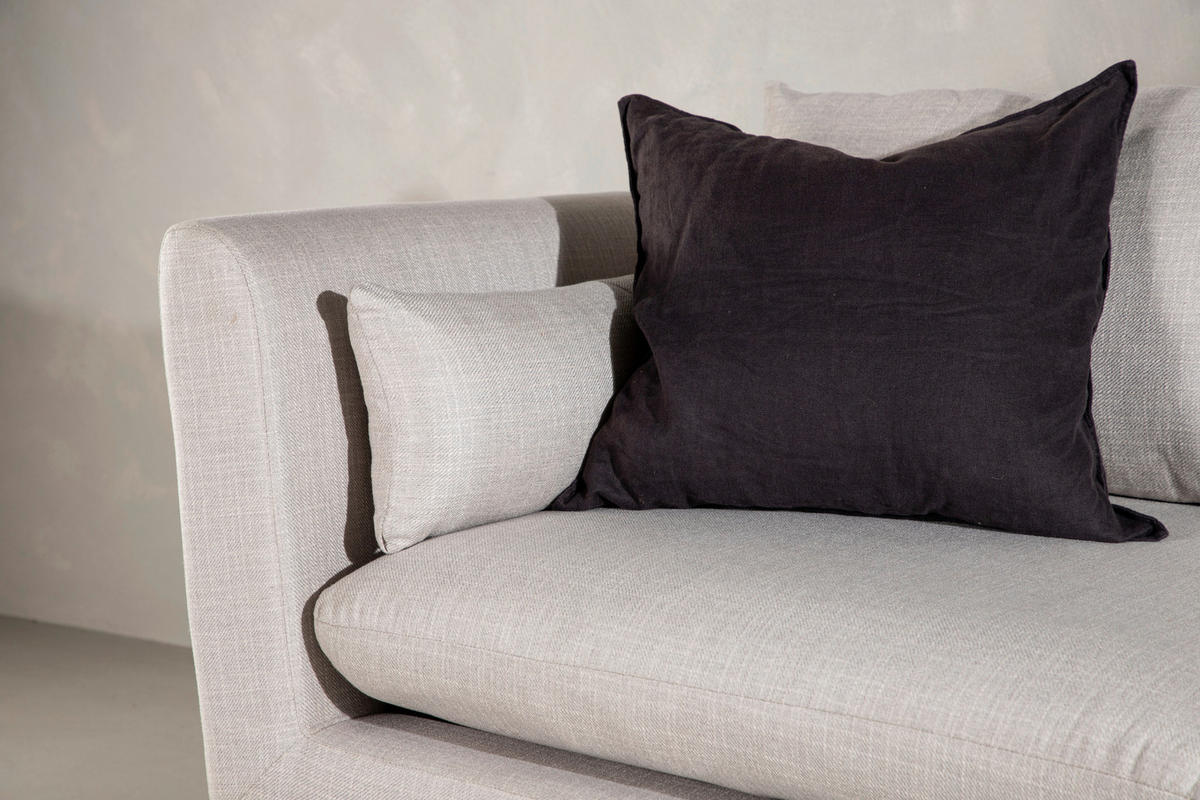 RÉCAMIERE in Leinenoptik Beige  - Beige, Design, Holz/Textil (174/80/93cm) - Livetastic