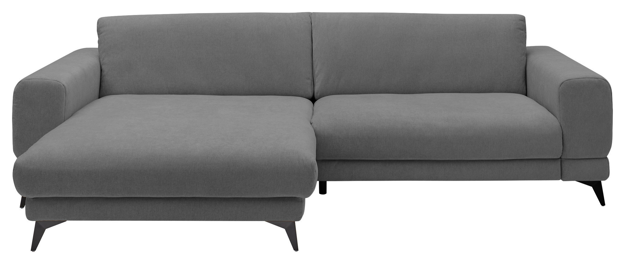 ECKSOFA Anthrazit Chenille  - Anthrazit/Schwarz, KONVENTIONELL, Textil/Metall (194/292cm) - SetOne by Musterring