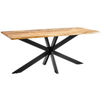ESSTISCH 180/90/76 cm Echtholz  Holz, Metall rechteckig Braun, Naturfarben, Schwarz  - Schwarz/Braun, Natur, Holz/Metall (180/90/76cm) - Carryhome
