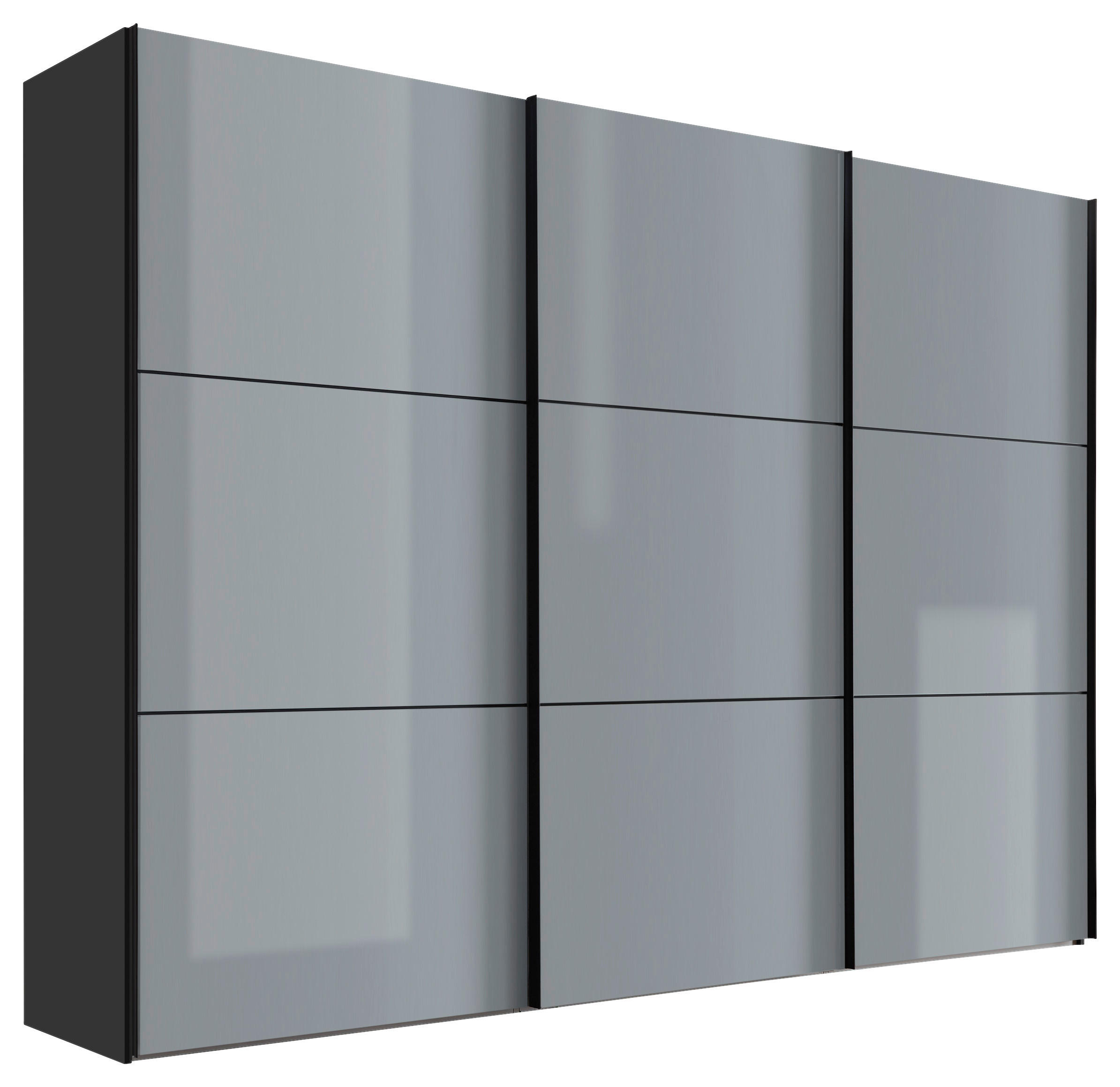 SCHWEBETÜRENSCHRANK 3-türig Hellgrau, Dunkelgrau - Dunkelgrau/Hellgrau, KONVENTIONELL, Glas/Holzwerkstoff (298/222/68cm) - Moderano