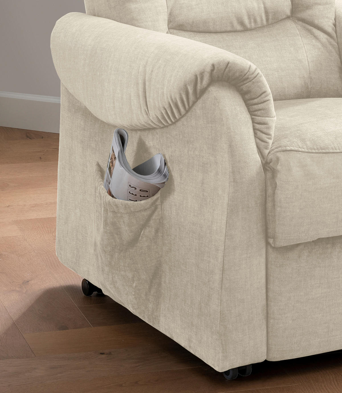 FERNSEHSESSEL in Velours Beige  - Beige/Schwarz, Design, Kunststoff/Textil (76/106/94cm) - Livetastic