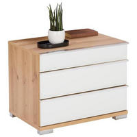 NACHTKÄSTCHENSET 60/48/42 cm  in Weiss, Eiche Bianco  - Chromfarben/Weiss, Konventionell, Glas/Holzwerkstoff (60/48/42cm) - Venda