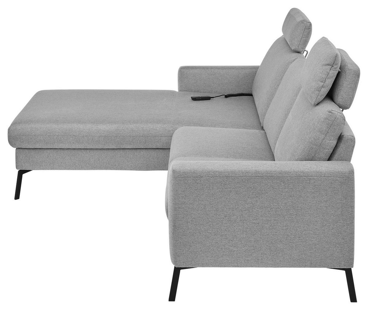 ECKSOFA Grau Flachgewebe  - Schwarz/Grau, Design, Textil/Metall (187/270cm) - Musterring