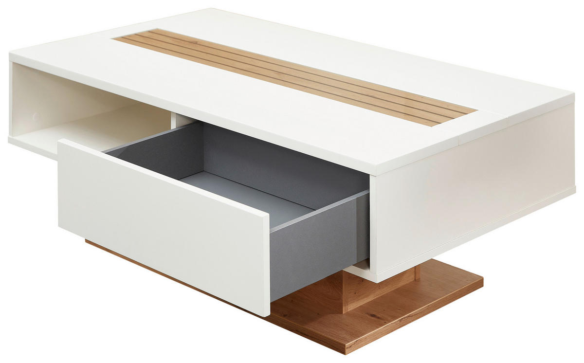 KONFERENČNÍ STOLEK, černá, bílá, dub artisan, sklo, kompozitní dřevo, 120/65/43 cm - bílá/černá, Design, kompozitní dřevo/sklo (120/65/43cm) - Hom`in