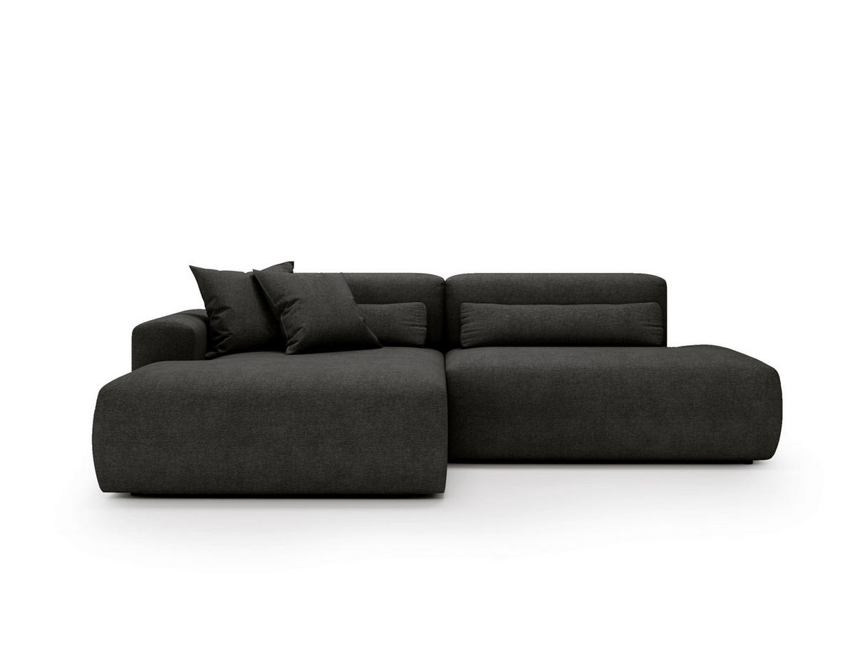 ECKSOFA REVE in Chenille Anthrazit  160/284 cm  - Anthrazit/Schwarz, Design, Kunststoff/Textil (160/284cm) - Livetastic
