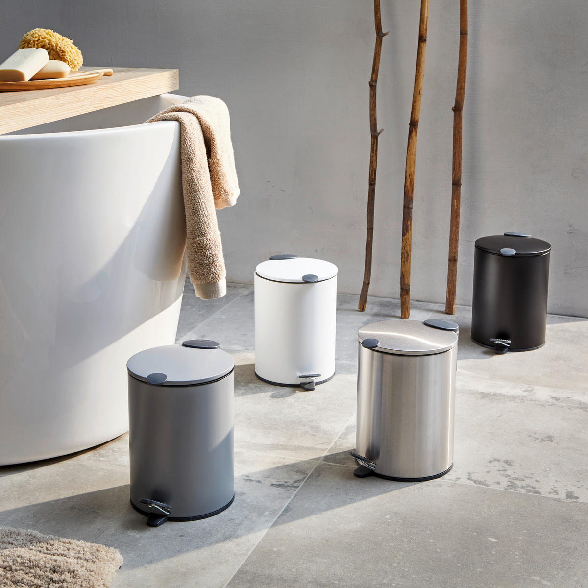 KOSMETIKEIMER Mats 3 L  - Schwarz/Weiß, Basics, Kunststoff/Metall (17/23cm) - Kela