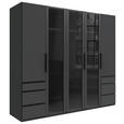 KLEIDERSCHRANK 250/216/58 cm 5-türig Graphitfarben  - Schwarz/Graphitfarben, Design, Glas/Holzwerkstoff (250/216/58cm) - Hom`in