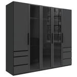 KLEIDERSCHRANK 250/216/58 cm 5-türig Graphitfarben  - Schwarz/Graphitfarben, Design, Glas/Holzwerkstoff (250/216/58cm) - Hom`in
