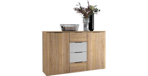 SIDEBOARD  in 135/89/40 cm  - Eichefarben/Schwarz, KONVENTIONELL, Holzwerkstoff/Kunststoff (135/89/40cm) - Carryhome