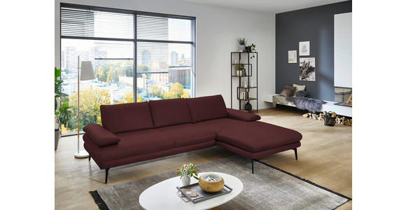 ECKSOFA in Echtleder Beere 310/180 cm - Beere/Schwarz, Design, Leder/Metall (310/180cm) - Dieter Knoll