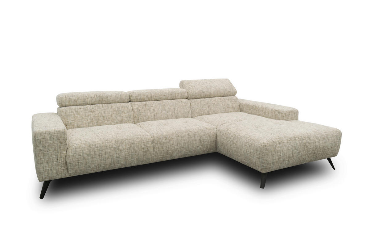 ECKSOFA 100 005 FK Beige Chenille Rücken echt  - Beige/Schwarz, Basics, Textil/Metall (284/175cm) - Livetastic