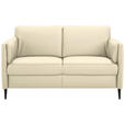 2,5-SITZER in Leder Ecru  - Ecru/Schwarz, Design, Leder/Metall (164/84/99cm) - Dieter Knoll