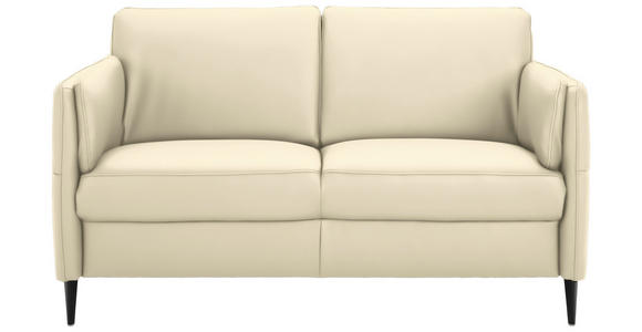 2,5-SITZER in Leder Ecru - Ecru/Schwarz, Design, Leder/Metall (164/84/99cm) - Dieter Knoll