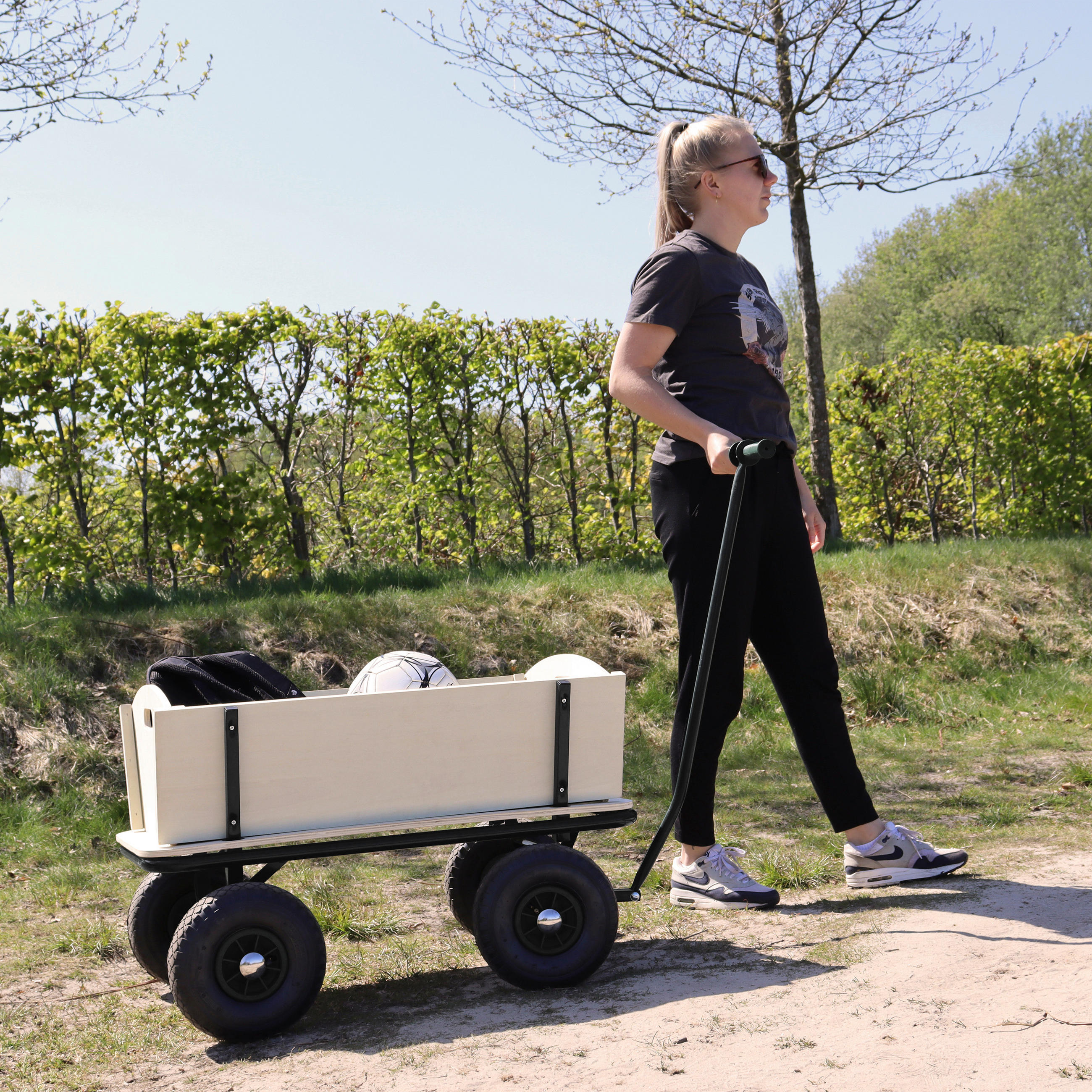 BOLLERWAGEN - Schwarz/Braun, KONVENTIONELL, Holz/Metall (61/95/97cm)