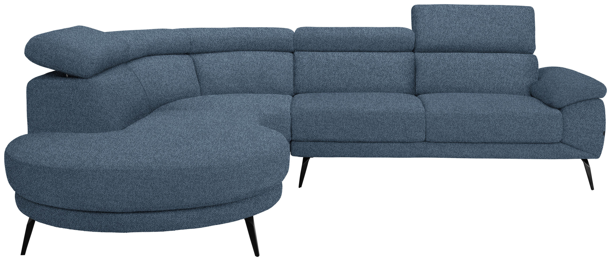 ECKSOFA Blau Velours  - Blau/Schwarz, Design, Textil/Metall (264/299cm) - Novel