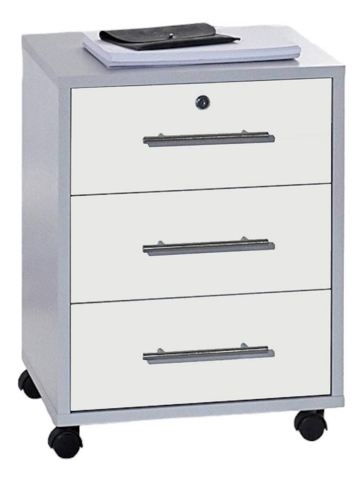 ROLLCONTAINER Grau, Weiß  - Edelstahlfarben/Weiß, MODERN, Holzwerkstoff/Kunststoff (44/58/40cm) - MID.YOU