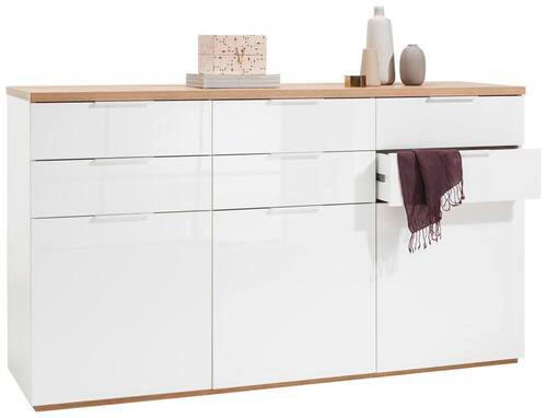 SIDEBOARD 180/102/50 cm  in Eiche Artisan, Weiß Hochglanz  - Weiß Hochglanz/Weiß, Basics, Holzwerkstoff/Metall (180/102/50cm) - Carryhome