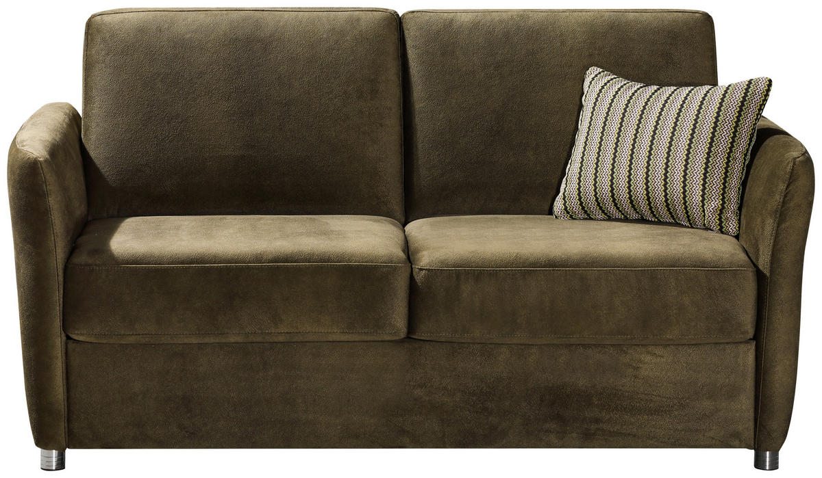 SCHLAFSOFA Mikrofaser Grün  - Chromfarben/Grün, KONVENTIONELL, Textil/Metall (162/86/97cm) - Novel