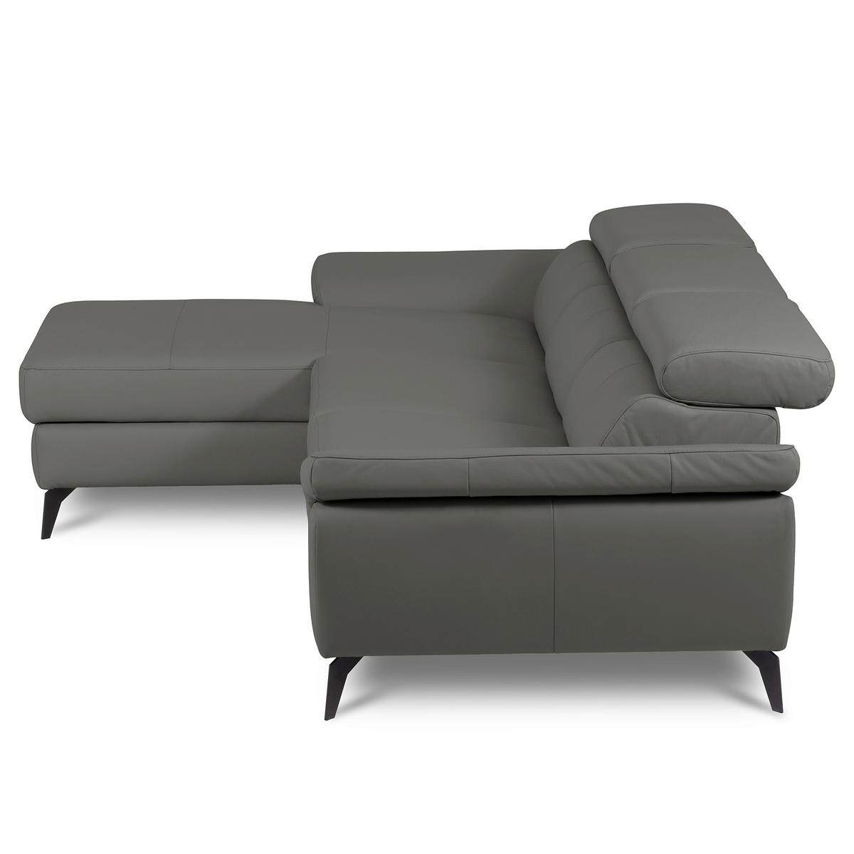 ECKSOFA Lederlook Echtleder Anthrazit  - Anthrazit/Schwarz, Design, Leder/Textil (179/252cm) - Livetastic