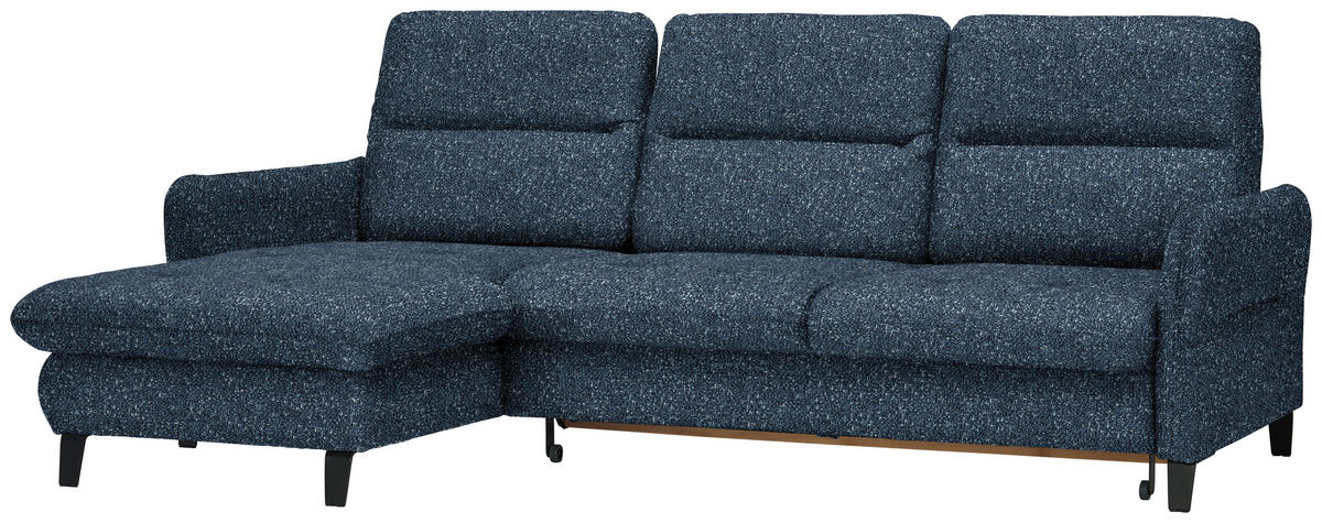 ECKSOFA Blau Plüsch  - Blau/Schwarz, KONVENTIONELL, Textil/Metall (190/254cm) - Livetastic