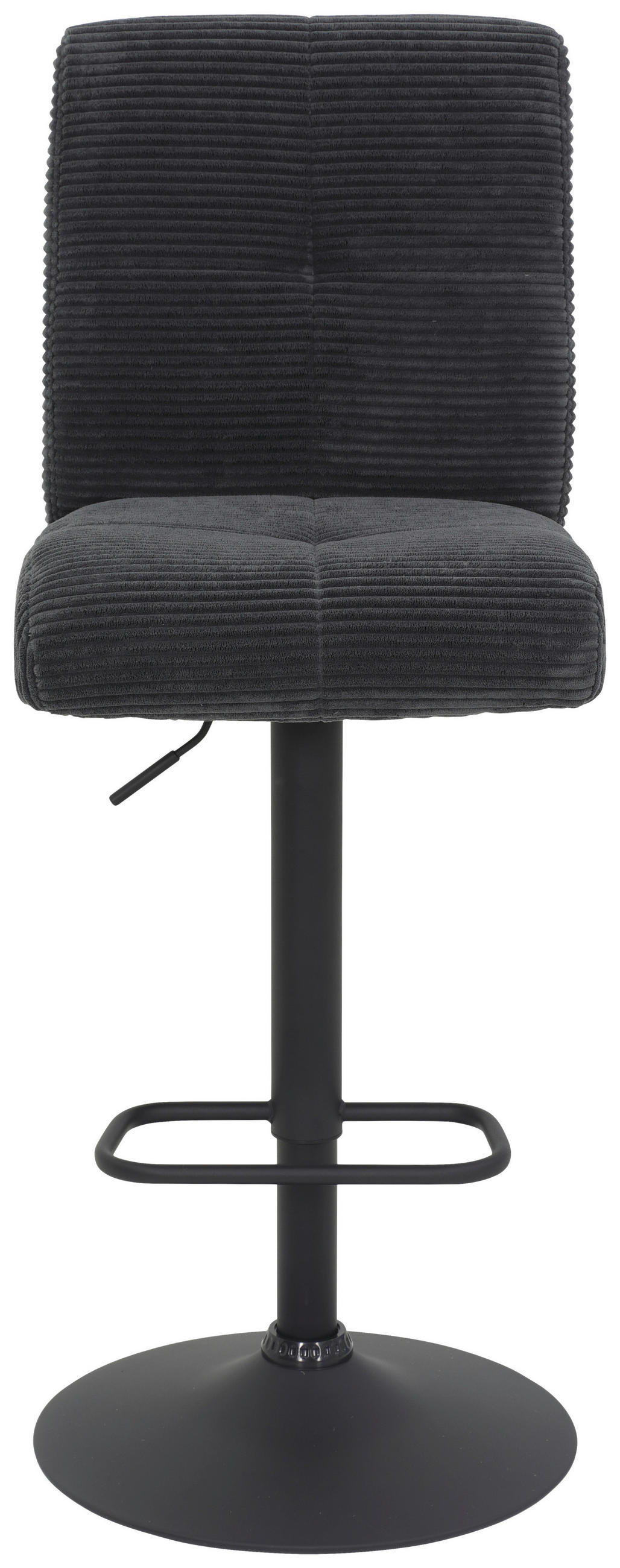 BARHOCKER Cord, Mikrofaser Anthrazit, Schwarz Stahl Sitzfläche 360° drehbar  - Anthrazit/Schwarz, Design, Textil/Metall (44/102-124/57cm) - Boxxx