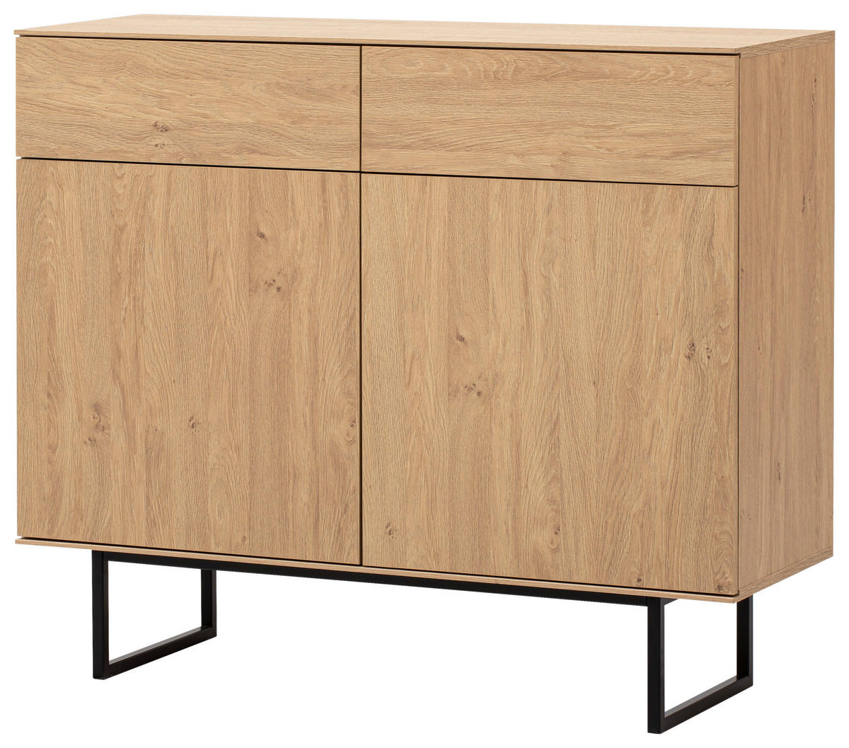 KOMMODE  in 115/98/40 cm  - Eichefarben/Schwarz, Design, Holzwerkstoff/Metall (115/98/40cm) - Modante