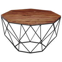 COUCHTISCH Sheesham massiv 60/40/60 cm achteckig Sheeshamfarben  - Sheeshamfarben/Schwarz, KONVENTIONELL, Holz/Metall (60/40/60cm) - MID.YOU