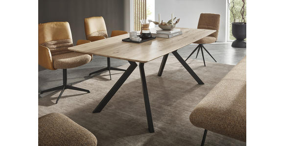 ESSTISCH Eiche massiv Schwarz, Eichefarben  - Eichefarben/Schwarz, MODERN, Holz/Metall (200/100/76cm) - Dieter Knoll