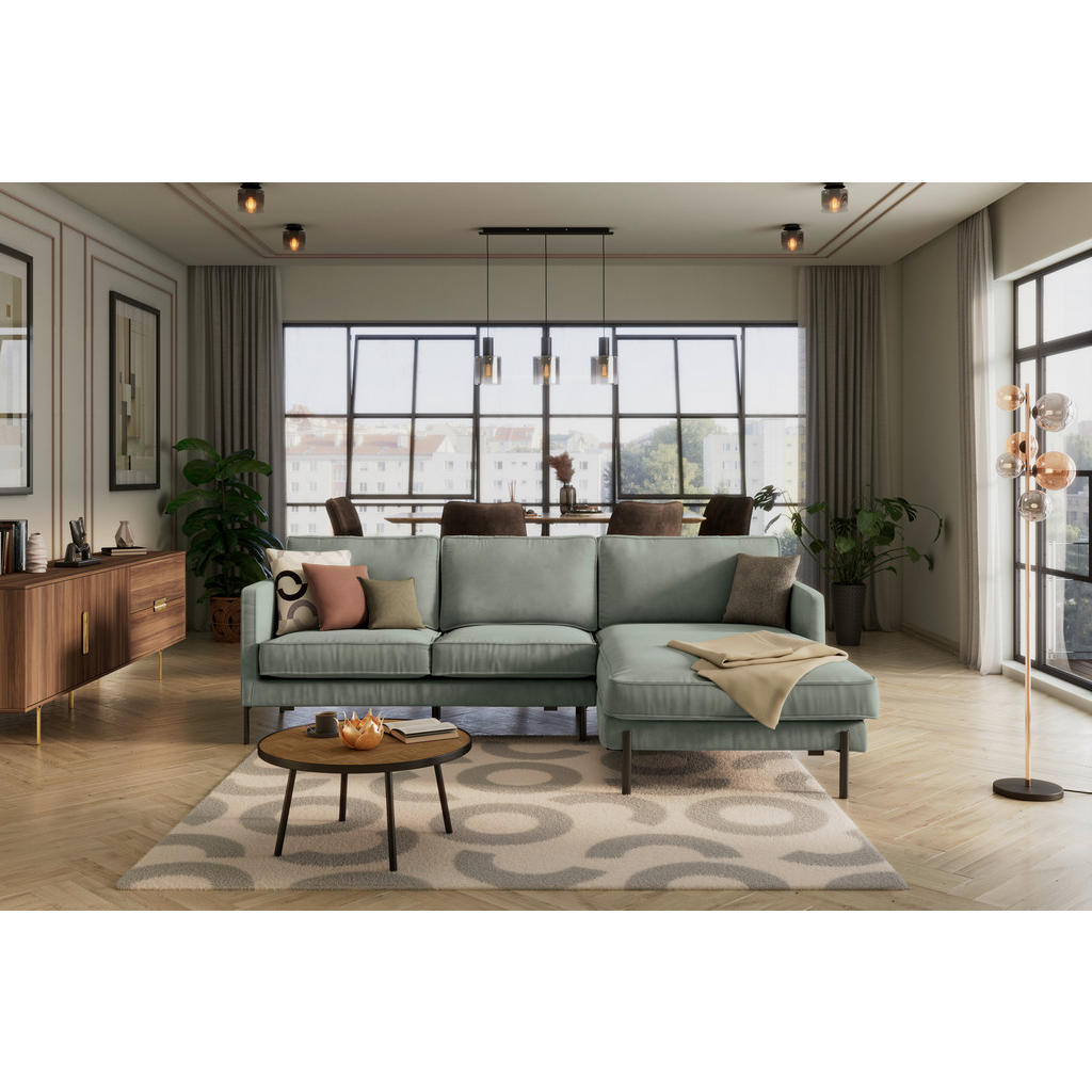 Thumbnail - Livetastic Ecksofa, Türkis, Textil, 3-Sitzer, Ottomane rechts, L-Form, 232x154 cm, Rücken echt, Armteil links, Wohnzimme...