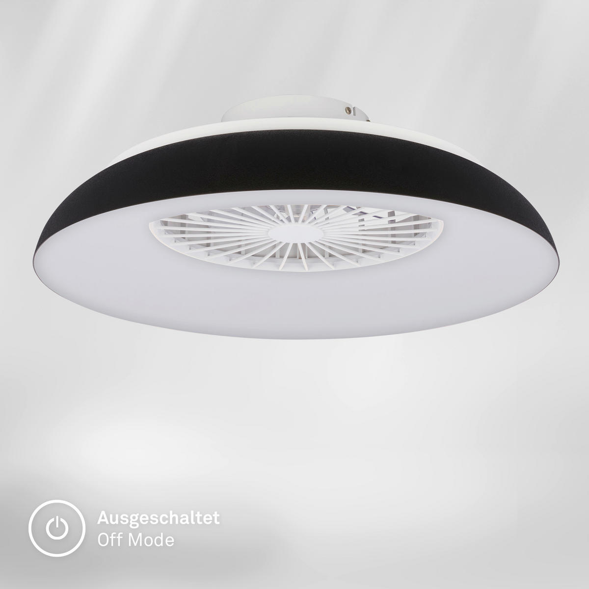Deckenleuchte mit Ventilator 60/19 cm  - Schwarz/Weiß, Design, Kunststoff (60/19cm) - Briloner