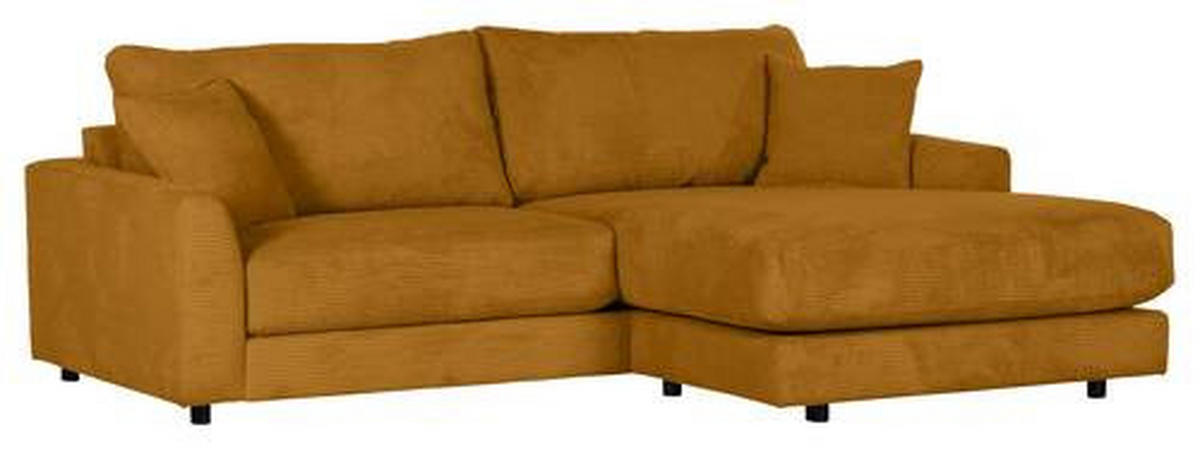 ECKSOFA in Cord Bernsteinfarben  - Bernsteinfarben/Schwarz, Design, Kunststoff/Textil (240/175cm) - Landscape