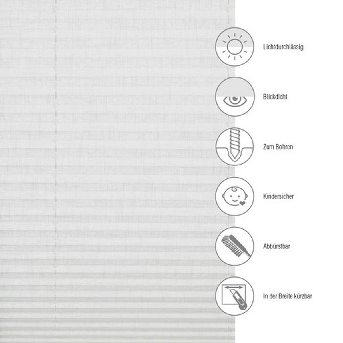 PLISSÉGARDIN  - vit, Basics, textil (40/130cm) - Schöner Wohnen