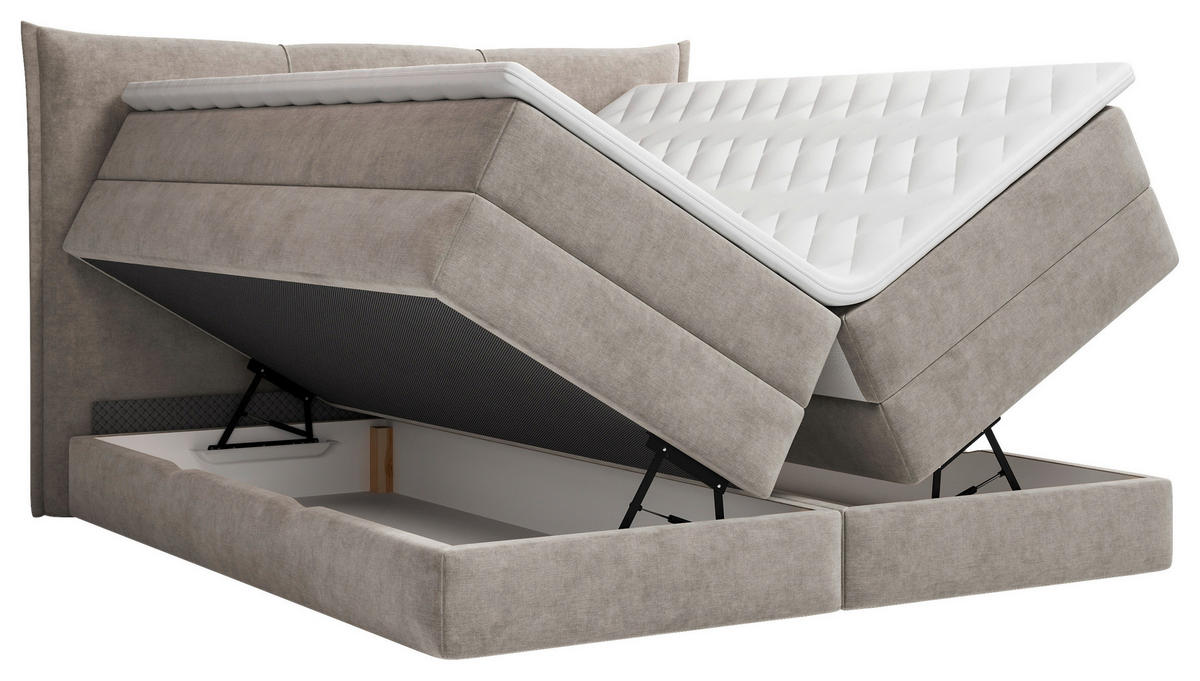 BOXSPRINGBETT 180/200 cm  Hellgrau  - Hellgrau/Schwarz, Modern, Holz/Holzwerkstoff (180/200cm) - MID.YOU