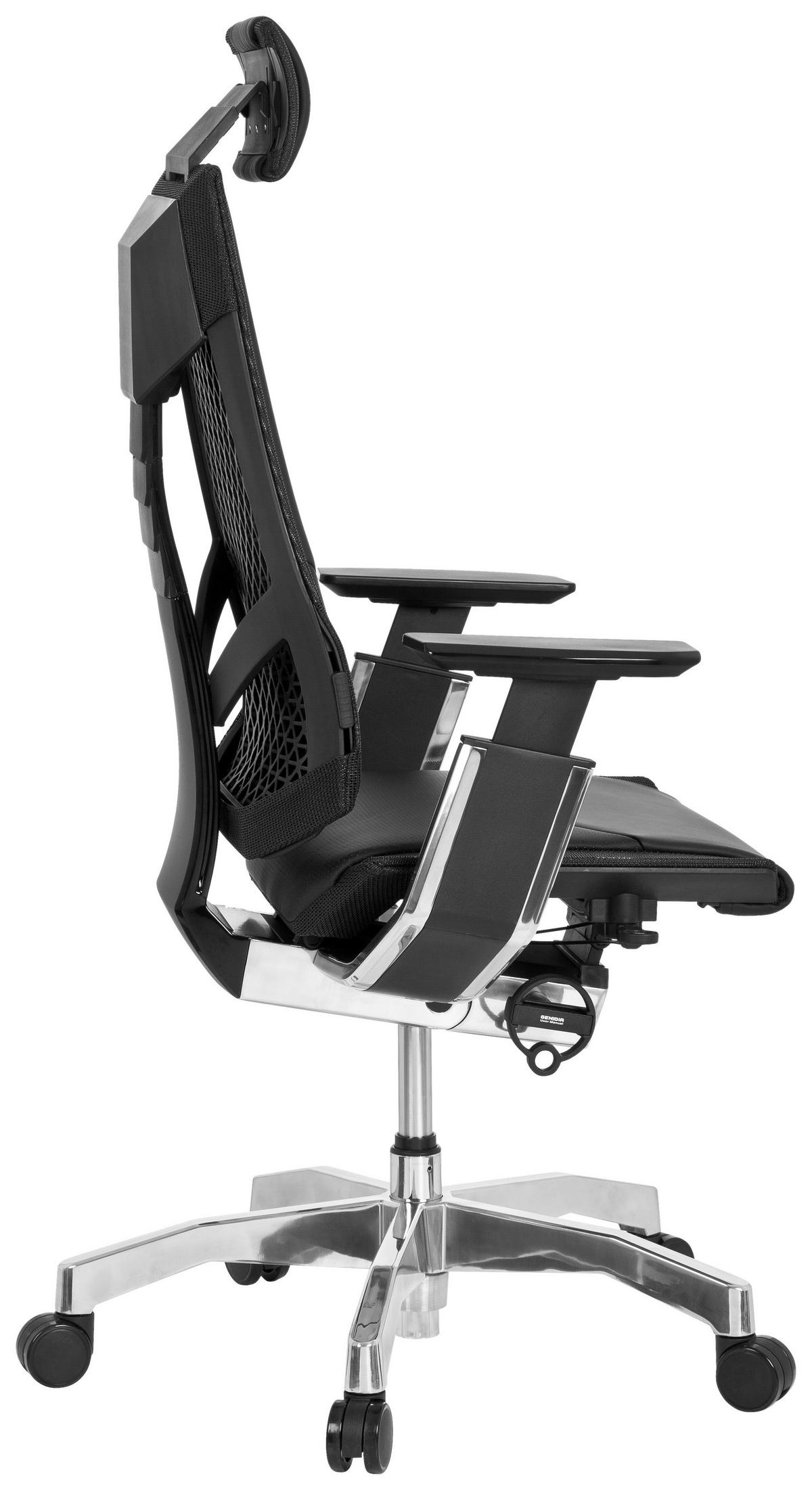 SNURRSTOL  i svart  - aluminiumfärg/svart, Modern, metall/läder (57/119/46cm) - MID.YOU