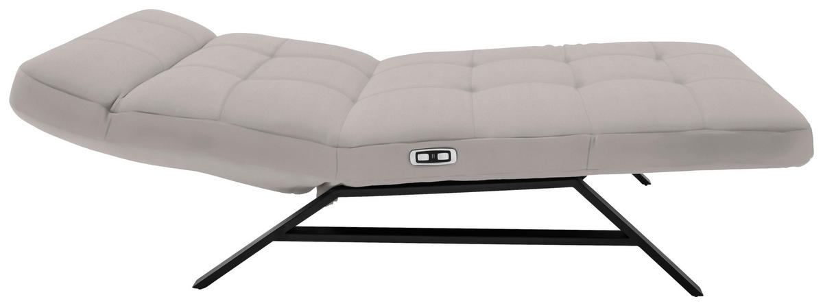 RELAXLIEGE in Echtleder Hellgrau  - Hellgrau/Schwarz, Design, Leder/Metall (120/54-113/158-198cm) - Pure Home Lifestyle