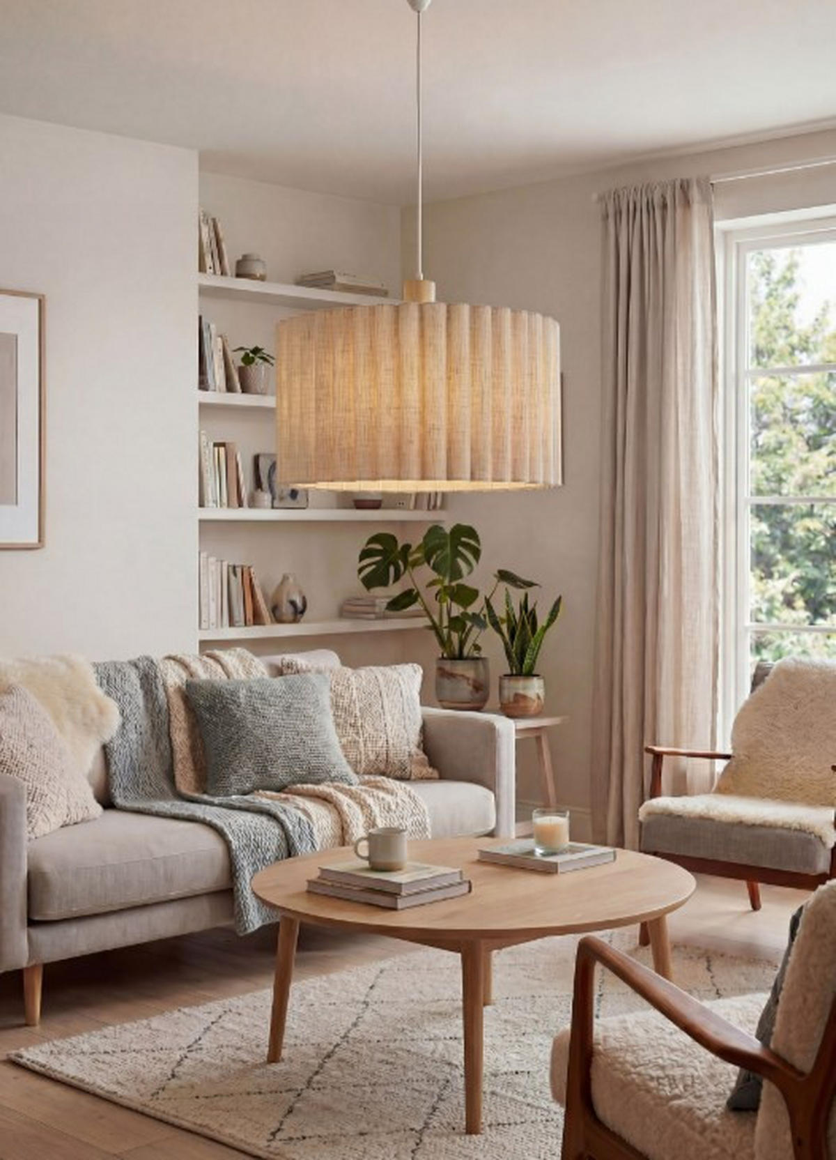 Hänglampa Aneta Aneta 50/28-150 cm  - beige/naturfärgad, Klassisk, metall/trä (50/28-150cm) - Best Price