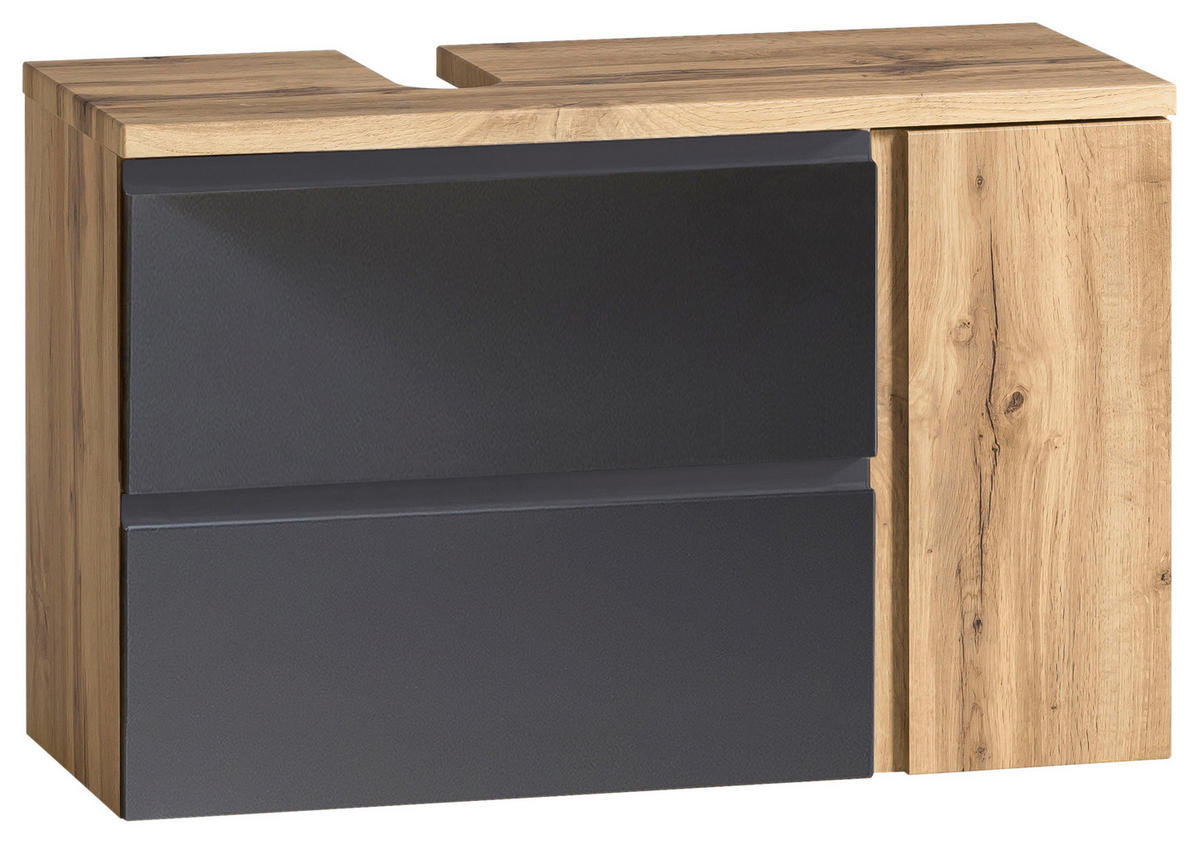 WASCHBECKENUNTERSCHRANK 85/56/35 cm  - Eiche Wotan/Grau, MODERN, Holzwerkstoff (85/56/35cm) - Held