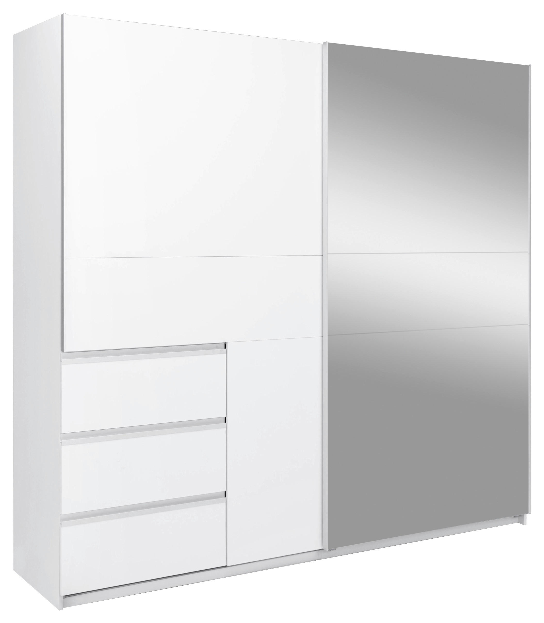 SCHIEBETÜRENSCHRANK 215/205/61,5 cm 2-türig  - Weiß, MODERN, Holzwerkstoff/Metall (215/205/61,5cm) - MID.YOU