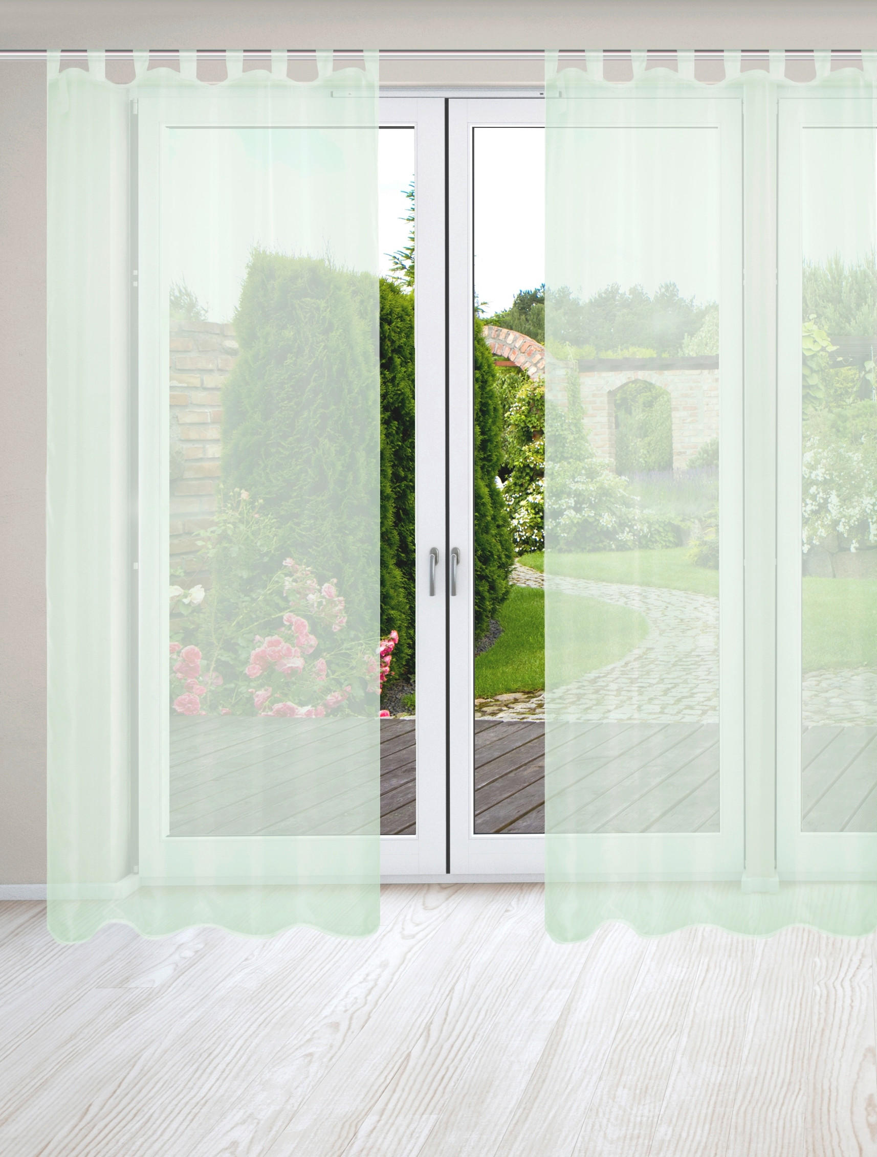 SCHLAUFENSCHAL  transparent   135/245 cm 2 Stück  - Grün, Basics, Textil (135/245cm)