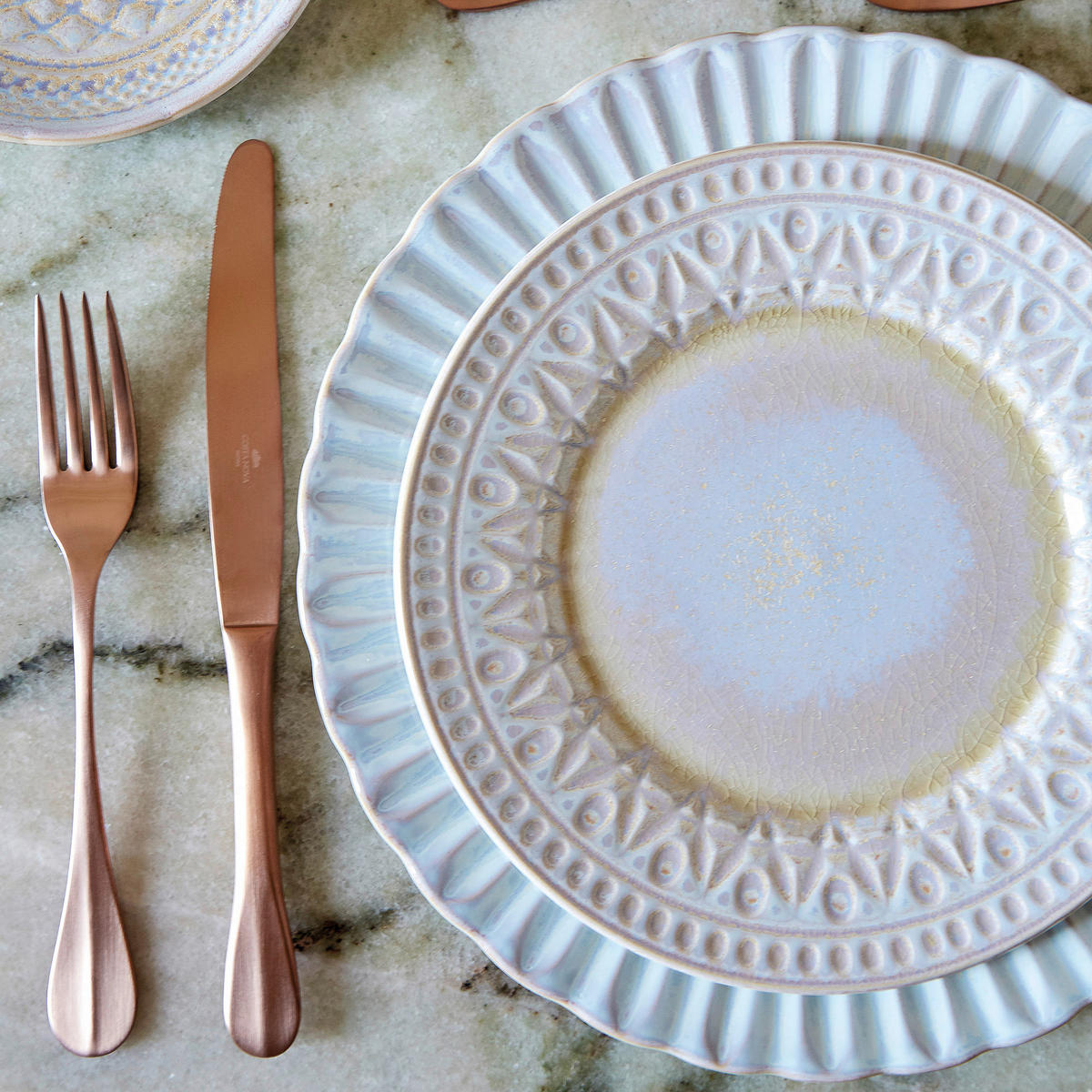 KOMBISERVICE Pastellblau, Weiß Hochglanz CRISTAL 12-teilig 4 Personen  - Pastellblau/Weiß Hochglanz, Basics, Keramik - Costa Nova